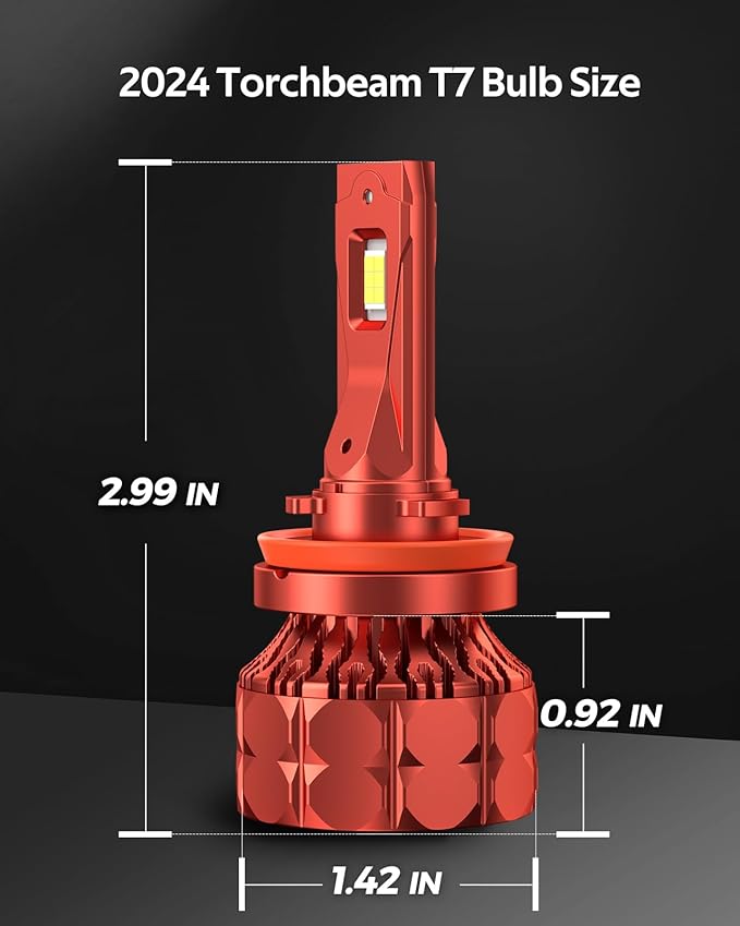 Torchbeam H11/H9/H8 Bulbs T7, 68,000LM H11 Brighter Light Bulbs for ATVS, 6500K Bulbs with High Speed Cooling Fan, Over 60000 Hours Lifelong, Easy 5Min Installation Led Light Bulbs, Pack of 2