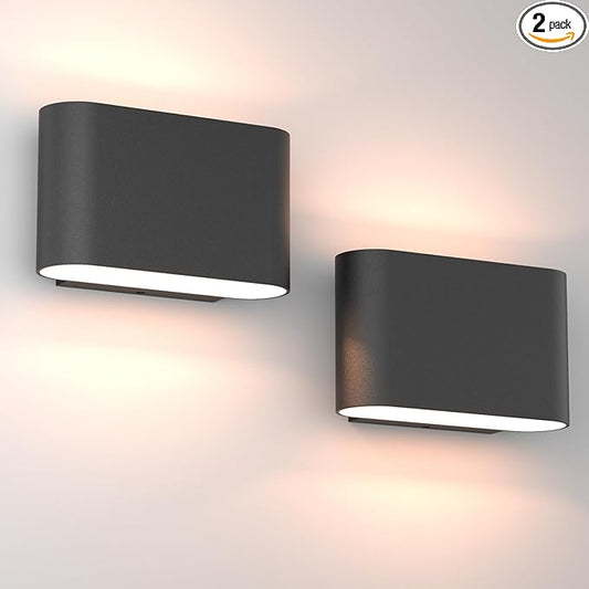 Aipsun Black Modern LED Wall Sconces Set of 2 Indoor Wall Lights Hardwired Up and Down Wall Mount Light for Living Room Bedroom Hallway Corridor Conservatory Warm White 3000K(with G9 Bulbs)