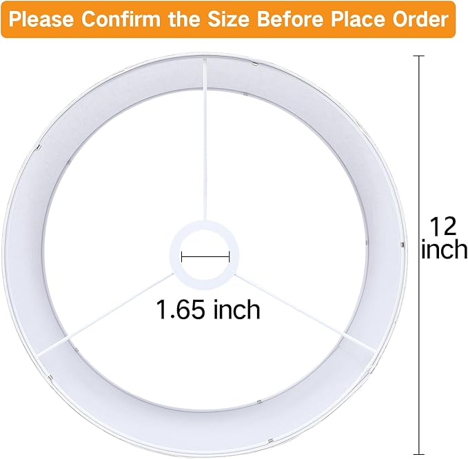 OUTON Drum Lamp Shades for Floor Lamps, 12" Top x 12" Bottom x 9" High, Easy to Assemble, Replacement Linen Lampshades for Table Lamps & Bedside Lamps (1.65" Spider)