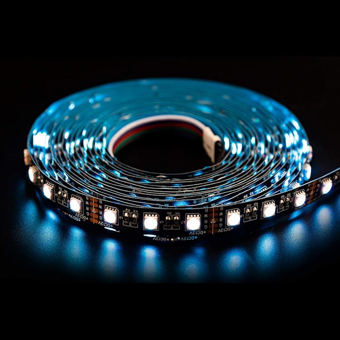 BTF-LIGHTING 5050 RGBW RGB+Cool White(6000K-7000K) 4 Colors in 1 LED Tape Light DC12V 5m 16.4ft 60LED/m Multi-Colored IP30 Black 12mm PCB for Bedroom Kitchen Home Decoration(No Adapter or Controller)