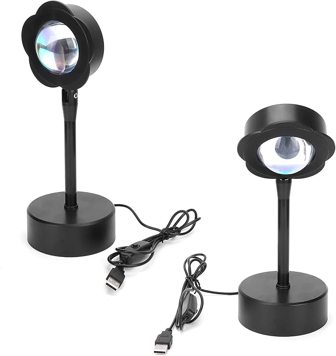 Sunset Projection Lamp, LED Atmosphere Light with 180 Degree Rotation, High Saturation Soft Beam Rainbow Halo Projector for Room Decor Photography Studio (Sun)