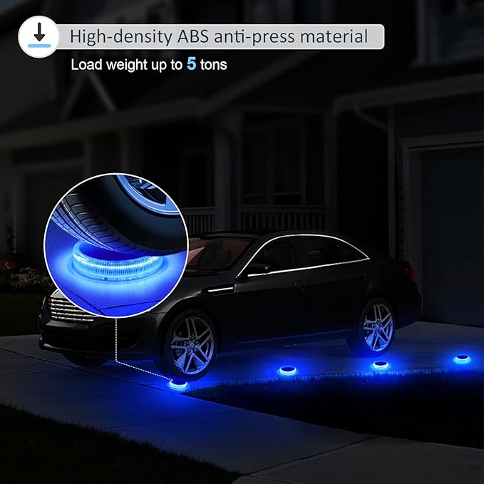 Blue Solar Deck Dock Lights Solar Powered, Step Warning Lights for Outside Driveway Sidewalk Garden Pathway Yard (4 Pack)