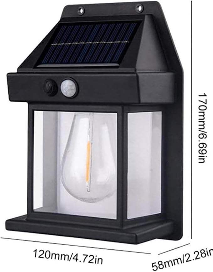 2-Pack 6.8" H Outdoor Solar Wall Light Motion Sensor Porch Flood Dawn Lighting 3 Lights Modes for Patio Garage Shed Barn Door Yard Outside Decorative Waterproot,- Black.