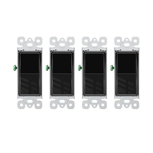 Greencycle Black Single Pole Rocker Light Switch,Paddle Light Switch 15 Amp,Sp Switches White,120V-277V AC,On/Off Wall Switches, Residential/Commercial Grade,Home & Office,UL/CUL,4PK