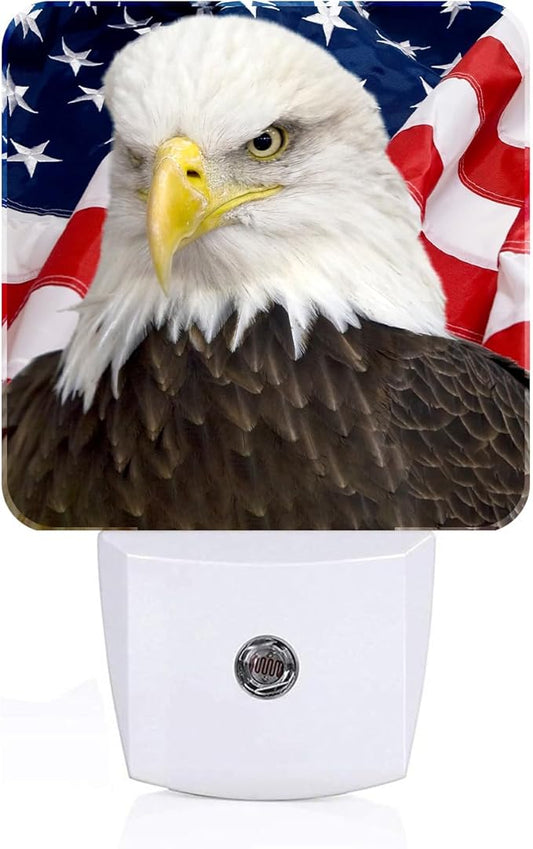 American Bald Eagle Night Light,Plug Into Wall with Dusk to Dawn Light Sensors, Warm Nightlights for Bedroom, Bathroom, Hallway, Kitchen, Gifts Ideal for Boys Girls Women Men