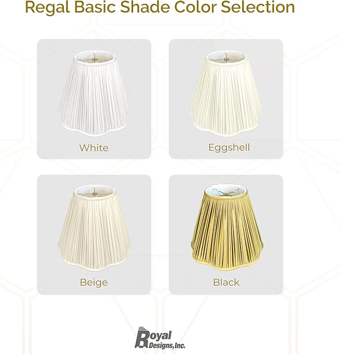 Royal Designs, Inc. BS-754-16EG-2 Bottom Scallop Gather Pleat Basic Lamp Shade, 8 x 16 x 13, Eggshell, 2-Pack