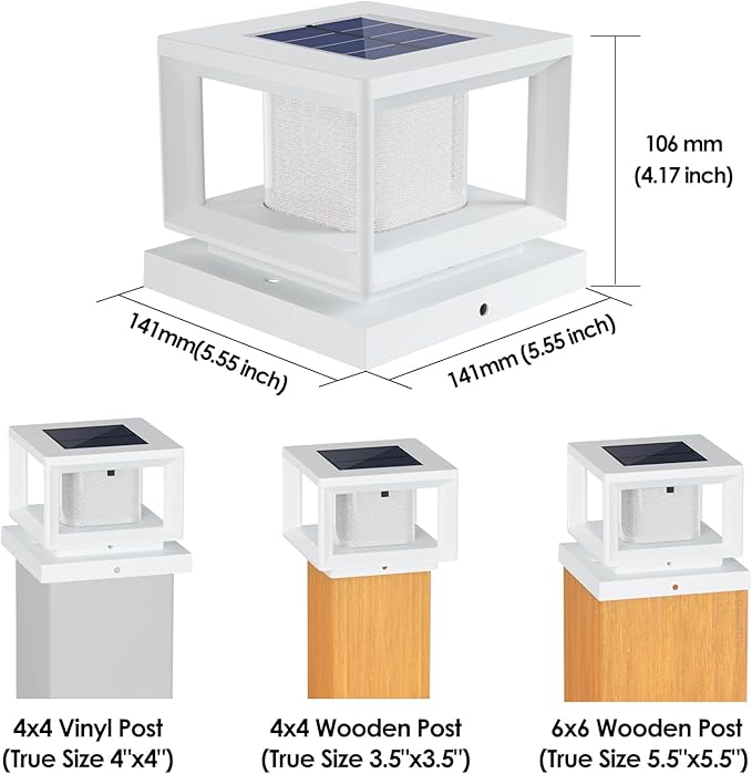 Mlambert 8 Pack Solar Post Lights Outdoor, Waterproof Fence Cap for Deck, 4x4 6x6 Wooden Vinyl Outdoor Lights with Shinning Effect, White