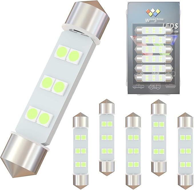 DC 12V 44mm Festoon 578 LED Bulbs 211-2 569 LED Car Bulb Ice Blue for Boat RV Automotive Interior Dome Glove box Trunk courtesy Lights (Pack 6)