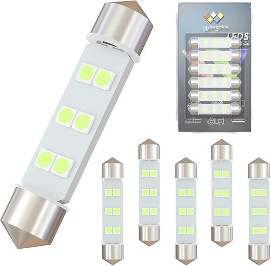 DC 12V 44mm Festoon 578 LED Bulbs 211-2 569 LED Car Bulb Ice Blue for Boat RV Automotive Interior Dome Glove box Trunk courtesy Lights (Pack 6)