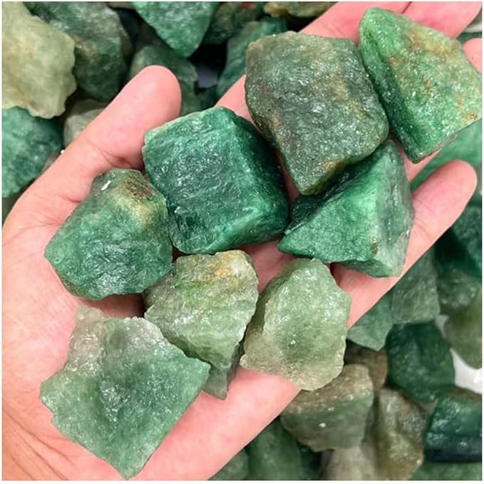 Zenkeeper 1Lb Green Strawberry Crystal Rocks Raw Stones for Tumbling, Green Strawberry Crystals Bulk Rough Gemstone for Jewelry Making, Healing, Meditation, Sculpture