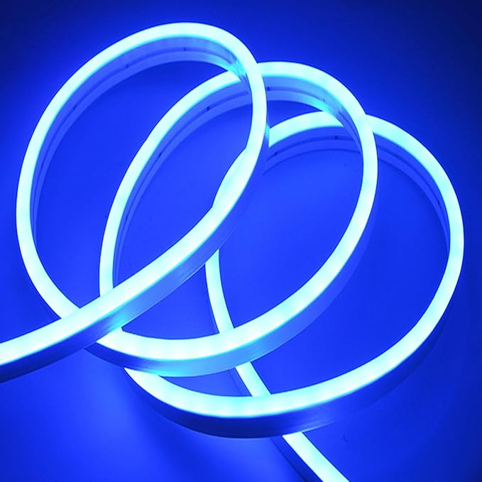 LED Neon Strip Lights, 197ft AC 110V-130V Super Bright Rope Light Sign String 120000LM Waterproof IP68 for Outdoor Indoor Commercial Lighting Decor(Blue)