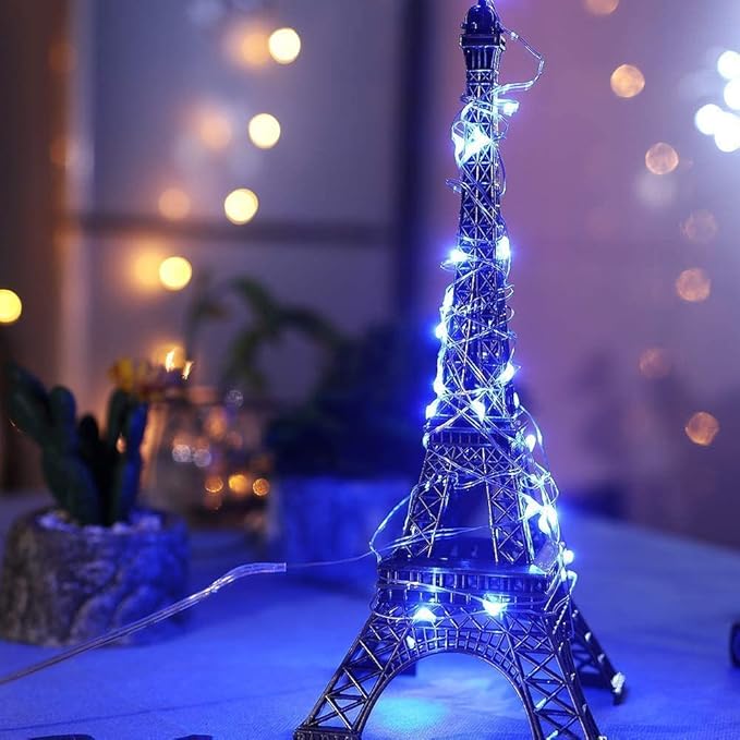 Sanniu Led Fairy Lights Battery Operated, 1 Pack Mini Battery Powered Copper Wire Starry String Lights for Christmas, Parties, Wedding, Bedroom, Patio, Indoor, Home Decoration (5m/16ft Blue)
