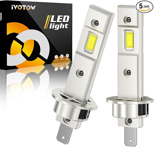 H1 Bulb, 1:1 Mini Size H1 Fog Light Bulbs,Plug and Play No Adapter Required Non-Polarity, Super Bright 6500K, IP67 Waterproof Pack of 2