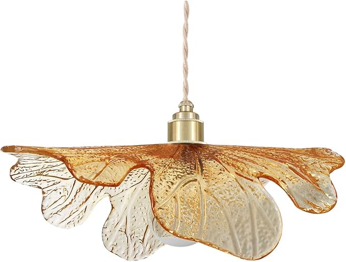 modern pendant lights kitchen island, 15.74Inch Large glass pendant light mid century Ceiling Hanging Lighting with Amber Hand Blown Glass Shade vintage pendant lighting for bedroom dining room