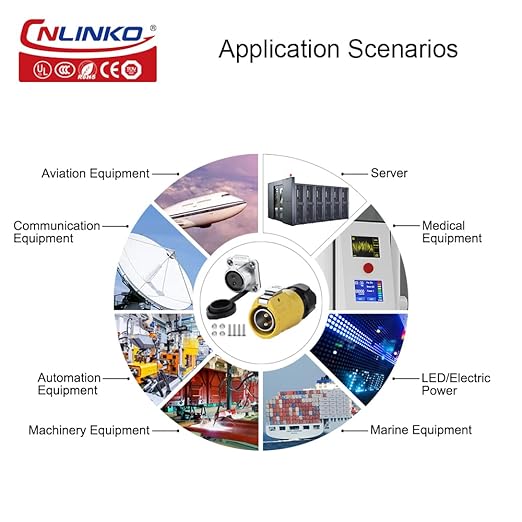 CNLINKO LP-20 Industrial Waterproof Connector IP68 Circular Connector Quick Plugging Aviation Connector Anti-Interference Shell Fast Release Connector M20 2-12 Pin Flange Socket (3 Pin)