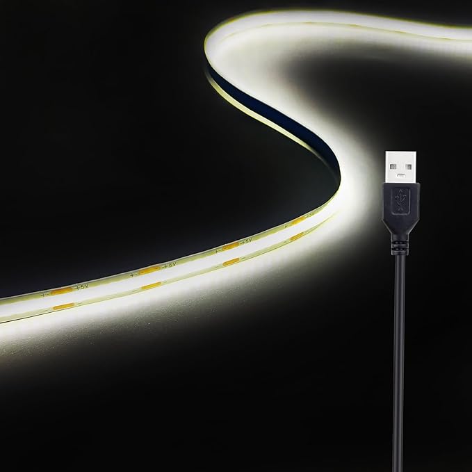 COB LED Strip Lights, USB LED Light Strip 5V LED Light Strips, 3.28FT 6000K USB LED Light Strip, Thin Led Light Strip for TV Lights, Bedroom, Living Room, Cabinet