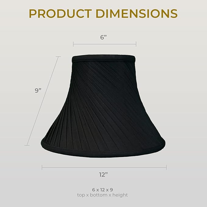 Royal Designs Twisted Pleat Basic Lamp Shade, Black/Gold 6 x 12 x 9,BS-717-12BLKGL