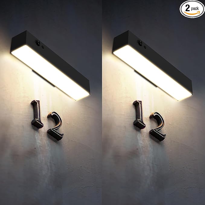 Solar Wall Lights Outdoor Waterproof, 2Pcs LED Dusk to Dawn Solar Lights for House Number, 4000K 1000LM Motion Sensor Solars Outdoor Light for Patio, Porch, Address Sign