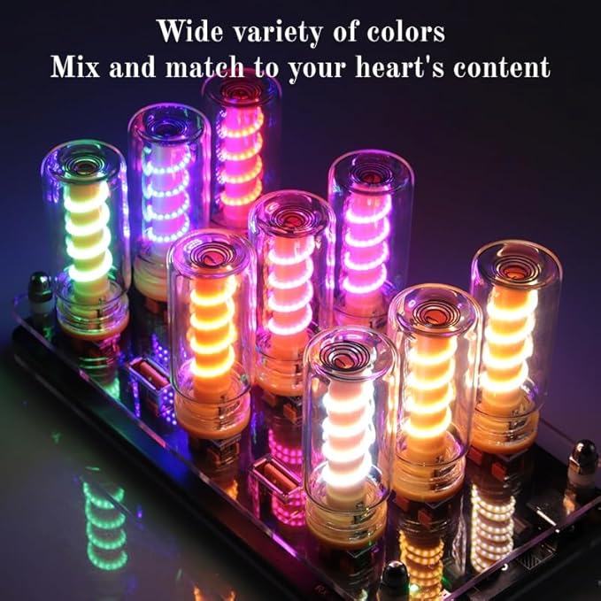 8-Pack Mini USB LED Night Lights – Touch Control, Glass Bottle Design with Spiral Filament, Assorted Colors for Car Interior, Bedroom, Party & Camping.