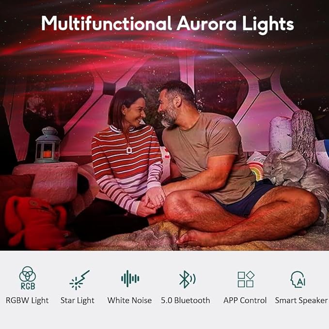 Northern Lights Projector with White Noises, Remote & Timer, Bluetooth Star Projector, Valentines Day Gifts, Aurora Projector Star Lights for Ceiling, Bedroom Decor