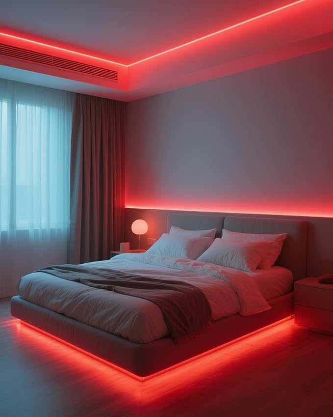 Aclorol COB LED Strip Light 5V USB 6.56FT/2M 640 LEDs Red LED Light Strip for Bedroom Flexible and Cuttble COB Tape Lights for Cabinet Display Home DIY Lighting Decoration CRI85+