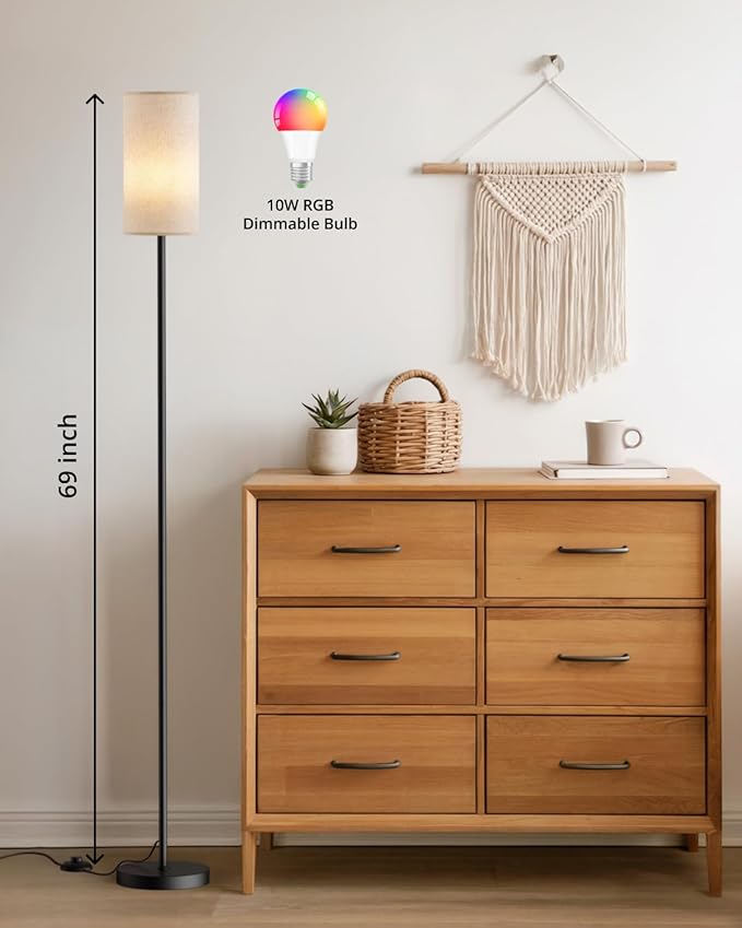 Nopoor Smart RGB Floor Lamp 69", Dimmable Standing Lamp with Foot Switch, Alexa & App Control, Adjustable Brightness & Color Changing RGB Light,Lamp for Living Room, Bedroom, Office, Reading