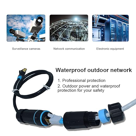 IP68 Waterproof RJ45 Coupler, Shielded Pure Copper Waterproof Ethernet Coupler, IP68 Waterproof Ethernet Outdoor LAN Cable Connector for Cat5, Cat5e/Cat6/Cat7/Cat8 Ethernet Cable (Black 2 Pack Female)