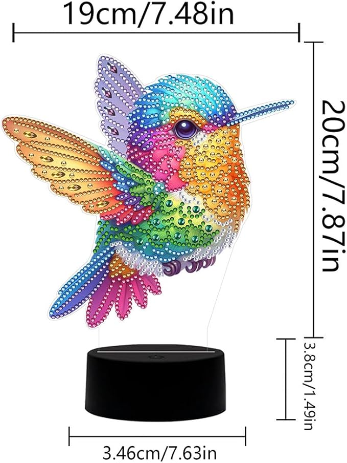 Hummingbird Diamond Art Painting Night Light,Diamond Art Painting Kits Desktop Touch Lamp Ornaments for Tabletop Decor Diamond Art Accessories for Adult Beginner Bedrooms Living Room