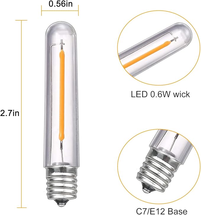 New S14 LED String Light Replacement Bulb, 12PK LED Bulb, 0.6 Watts 120 Volts, E12 Screw Base, Warm White