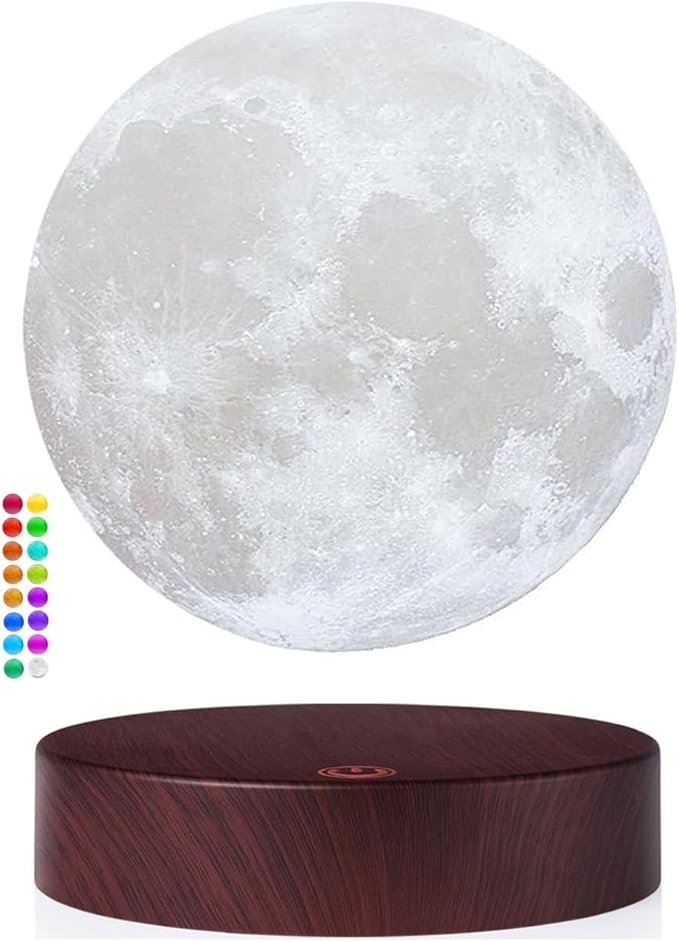 VGAzer Levitating Moon Lamp,Floating Moon Lamp LED Night Light,Spinning in Air Freely with 3D Printing Realistic Moon Display for Unique Room Decor