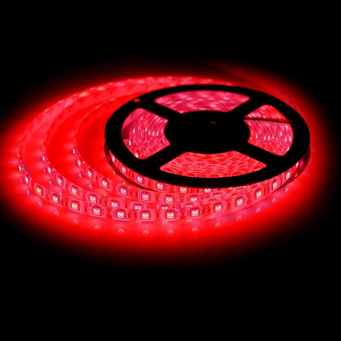 SUPERNIGHT Red LED Strip Lights Waterproof, 16.4ft 300leds Rope Lighting, Flexible Tape for TV, Boat, Vehicles, Cars, Dome, Room