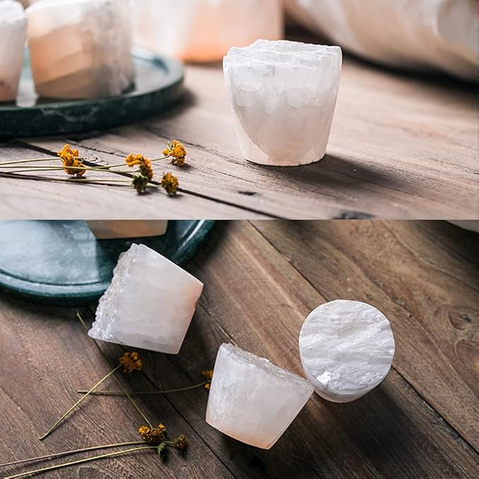 Nature Crystal Passive Diffuser Stone Essential Oil Diffuser Hand Carved Selenite Stone Diffuser - Perfect for Meditation Reflection Bedroom Decoration (1 Piece, Cylinder Diffuser)