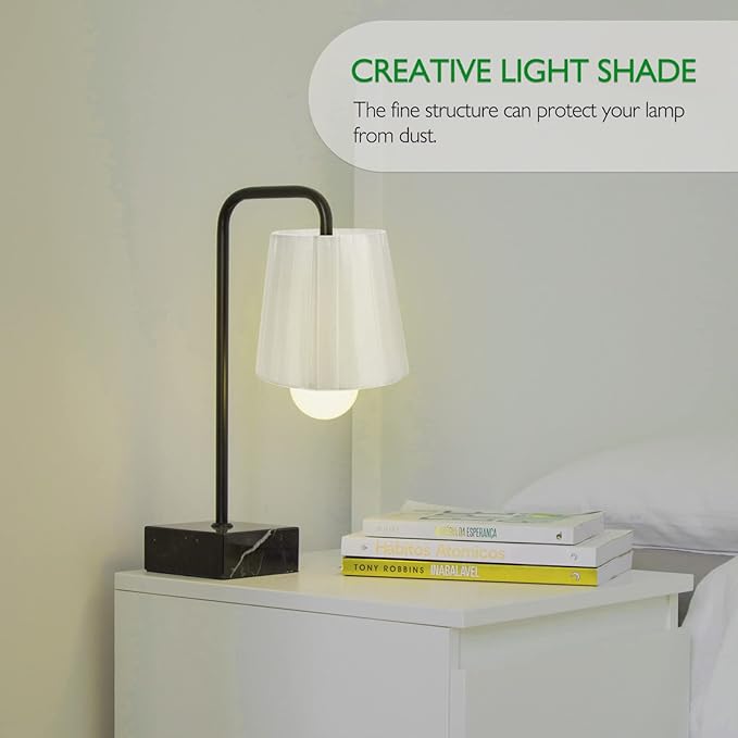 Clip on Lampshade Cloth Lamp Cover for Bedroom Table Floor Lamps Portable Pleated Lamp Shade with Bulb Clip White 5.51X4.92X3.54In