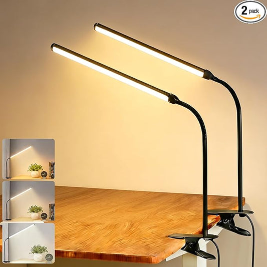 Set of 2 LED Desk Lamp with Clamp for Office Home, Clip on Table Light Bar, Monitor Light Bar Curved, Drawing Desk, Work from Home Reading Light, Reading, Study, Workbench Dormitory