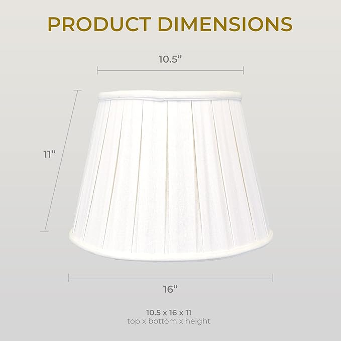 Royal Designs, Inc. Empire English Pleat Lamp Shade, BSO-724-16LNWH, 10.5 x 16 x 11, Linen White