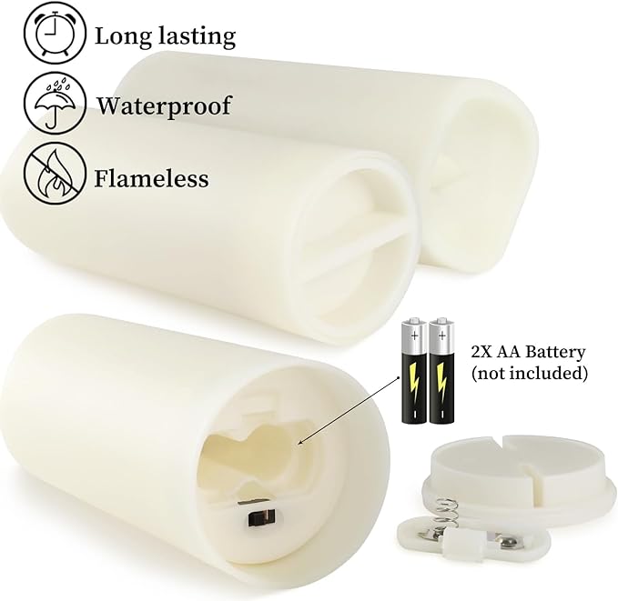 Set of 96 Waterproof Outdoor Flameless Candles, LED Candles with 4 Remote and Timer,(H 4" 5" 6" x D 2.2"),for Halloween Wedding Festival