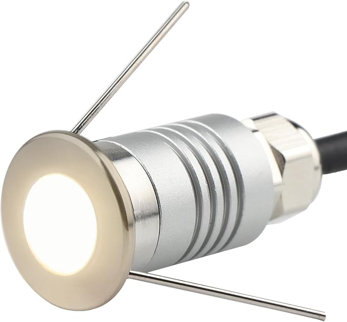 LED Mini In-Ground Starlight, 1W 12V DC Low Voltage Recessed Well Light, IP67 Waterproof, Buried Underground Marker Outdoor Landscape Lighting,Warm White 3000K (12V DC, 1 Pack)
