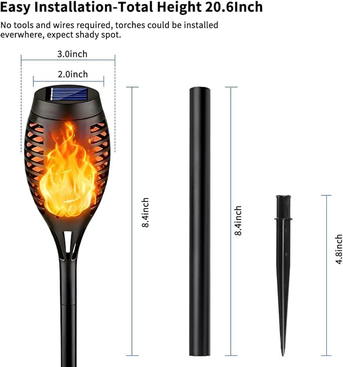 Kurifier 16Pack Solar Torch Lights, Solar Lights Outdoor Waterproof, Flickering Flame Garden Lights Solar Powered, Outdoor Solar Lights for Yard, LED Tiki Torches for Outside Pathway Yard Garden Decor