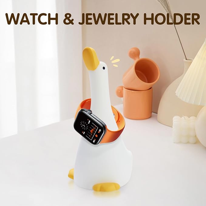 Duck Night Light Silicone Cute Dorm Bedroom Home Decor Night Light for Breastfeeding Squishy Duck Nightlight Cordless Rechargeable Dimmable Touch Fun Bedside Desk Lamp for Christmas Gifts (Twin Ducks)
