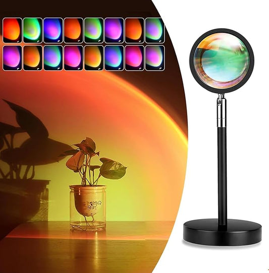 Sunset Lamp Night Light - 16 Colors & 4 Modes Sunset Projection Lamp with Remote, Color Changing Rainbow Sunlight Lamp, Romantic Visual Led Light Projector for Photography Room Decor