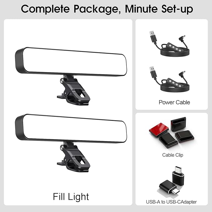 ALTSON 16W 2PCs Video Conference Lighting, LED Streaming Light Clip-On, Zoom Lighting for Computer Monitor Webcam Laptop, Desk Ring Light for Video Recording Podcast, Eye-Caring&360° Rotary Backlight