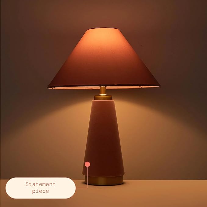 19" H Velvet Table Lamp – Soft, Plush Texture for Stylish Ambient Lighting, Rose Pink