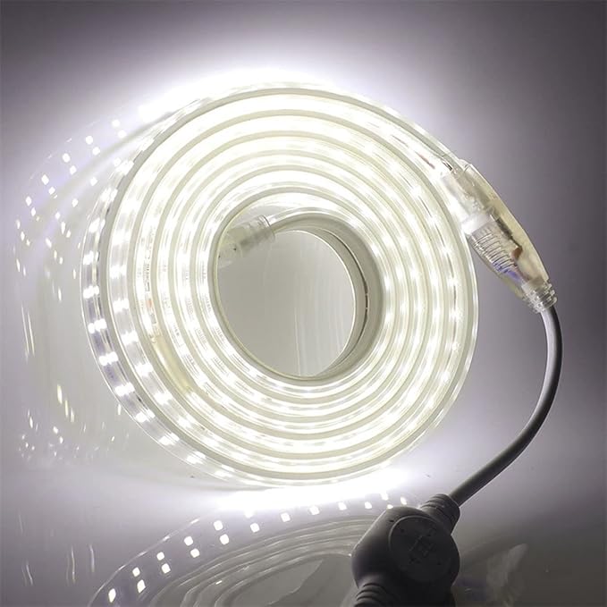 SUYOOULIN LED Strip Lights, High Voltage AC110V-130V 16.5ft/5m Super Bright 20000LM Waterpoof IP68 2835 180 LEDs/m LED Light Strips for Home Garden Outdoor Decoration(Daylight White 6500K)