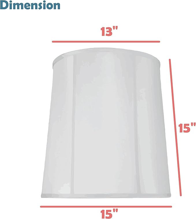 Aspen Creative 33139, Mushroom Pleated Traditional Spider Lamp Shade, Pleated White, 13" Top x 15" Bottom x 15" Slant