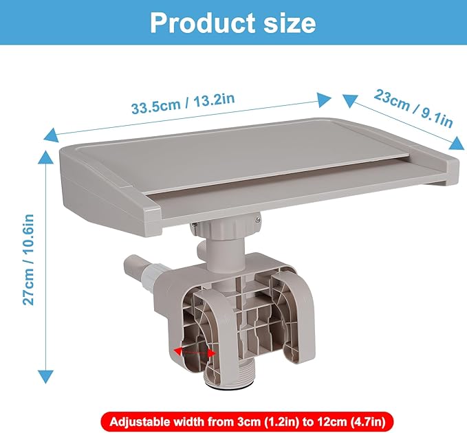 Pool Fountain Waterfall for Above Ground Pools, Swimming Pool Frame Attachment Clamp Accessory, Relaxing Cascade Soothing Waterfall, Adjustable Width Fits Various Frames (Beige)