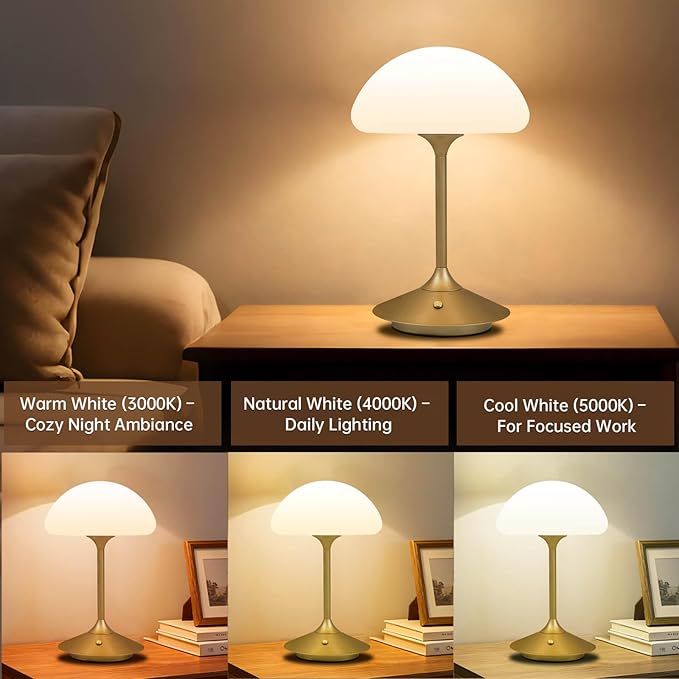 Modern Bedside Table Lamp for Bedroom 3 Color Stepless Dimmable Touch Desk Lamp, Minimalist Nightstand Lamp for Bedroom, Living Room, Home Office,Kids Room, Nursery
