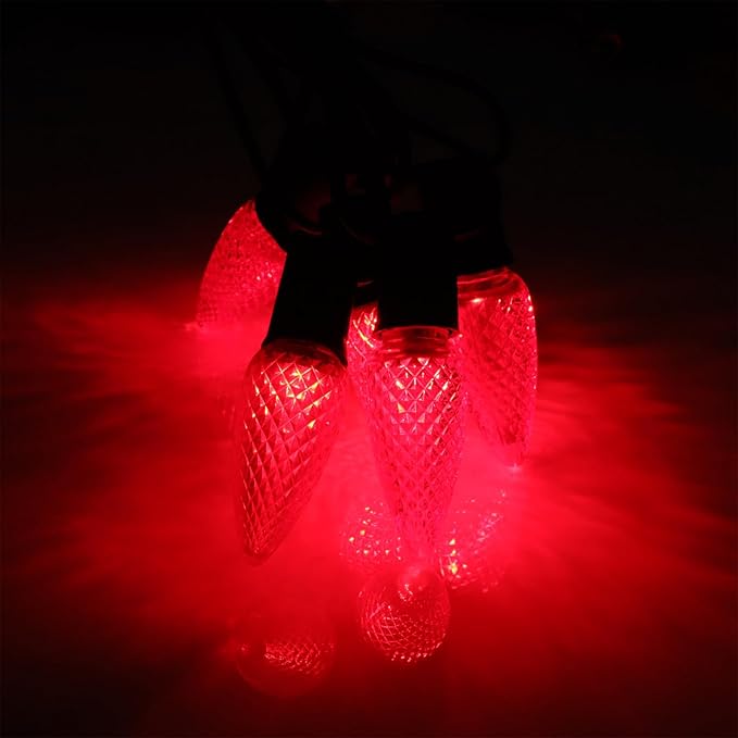 5PCS C9 LED Christmas Light Bulbs - C9 led Bulbs with E17 Base Sockets Replacement Bulbs for Outdoor String Lights - Commercial Grade Red