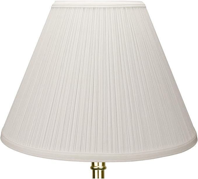FenchelShades.com Set of 2 Lampshades 6.5" Top Diameter x 15" Bottom Diameter x 11" Slant Height with Washer (Spider) Attachment for Lamps with a Harp (Pleated Mushroom Cream)