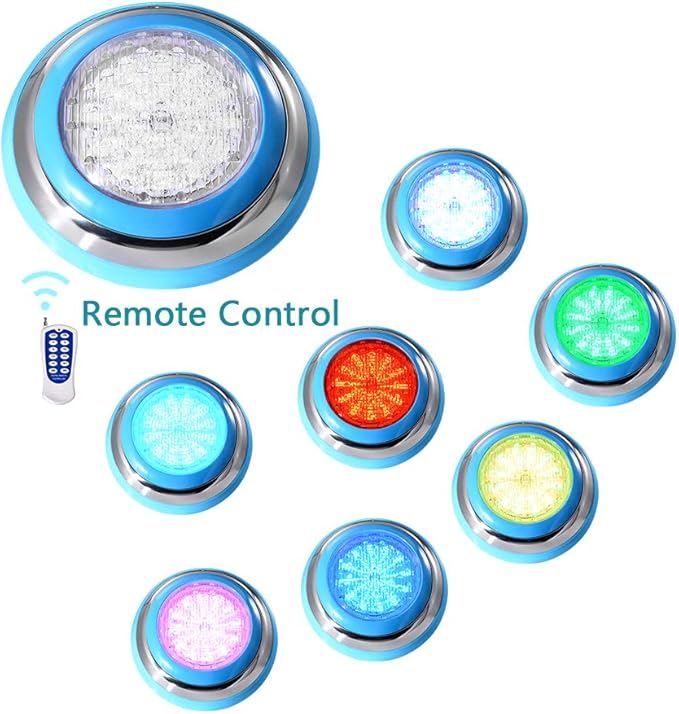amopacorp for Inground Pool Fountain Pond Swimming LED Light Waterproof IP68 47W 12V AC Red Green Blue Color Changing Wall Surface Mounted with Remote Controller