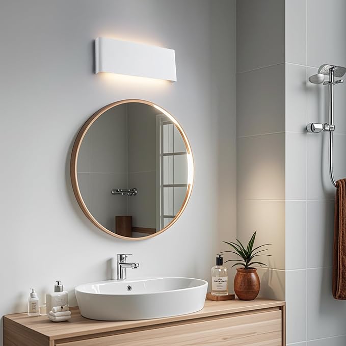 5 CCT (3000K-6500K) Adjustable Dimmable Wall Lamp 20W Modern White LED vanity light Up and Down Wall Lighting 15 Inch Indoor Wall Sconce for Bedroom Staircase Hallway Dressing Table 1 Pack